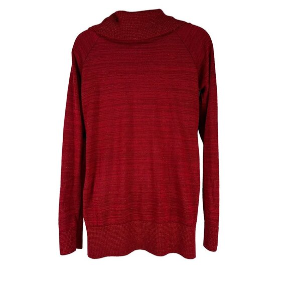 AB Studio Women's Red Knit Cowl Neck Sweater Size M - Picture 4 of 9